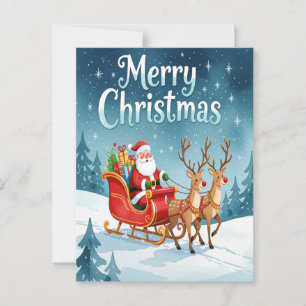 Cartão Postal Feliz Papais noeis De Natal E Reindeer