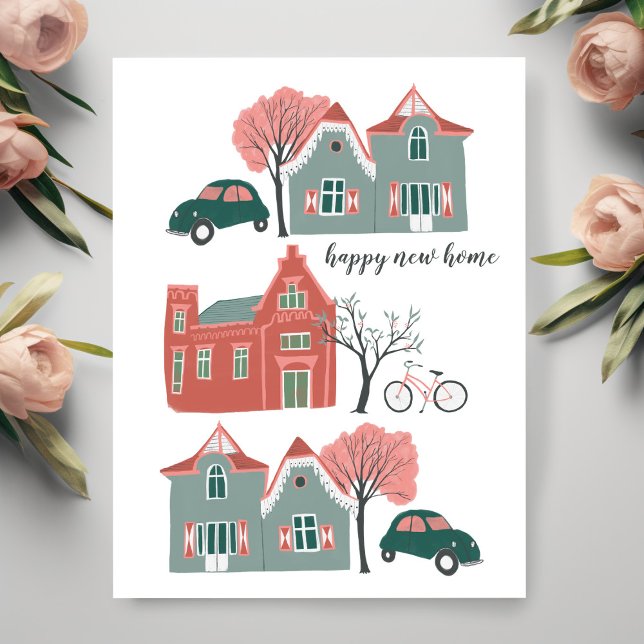Cartão Postal Feliz Parabéns doméstico, encantador (Happy New Home Congratulations Housewarming Cute Postcard
)