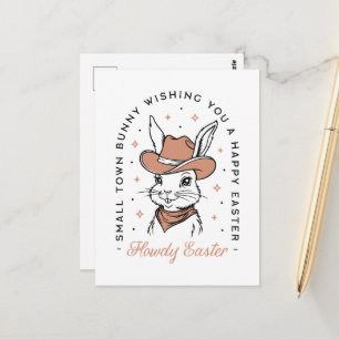 Cartão Postal Feliz Páscoa coelho cowboy western país votos