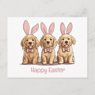 Cartão Postal Feliz Páscoa Golden Retriever Cães Orelhas de Coel
