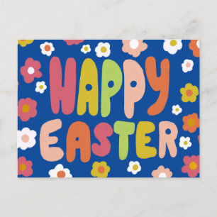 Cartão Postal FELIZ PÁSCOA Letras Balão Coloridas Primavera PERS