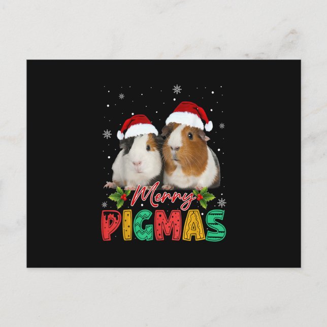 Cartão Postal Feliz Pigmas Guiné Porco com Santa Hat Xmas Engraç (Frente)