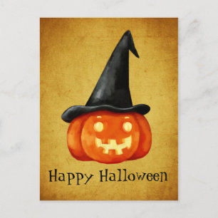 Cartão Postal Feliz Pumpkin de Bruxas de Halloween