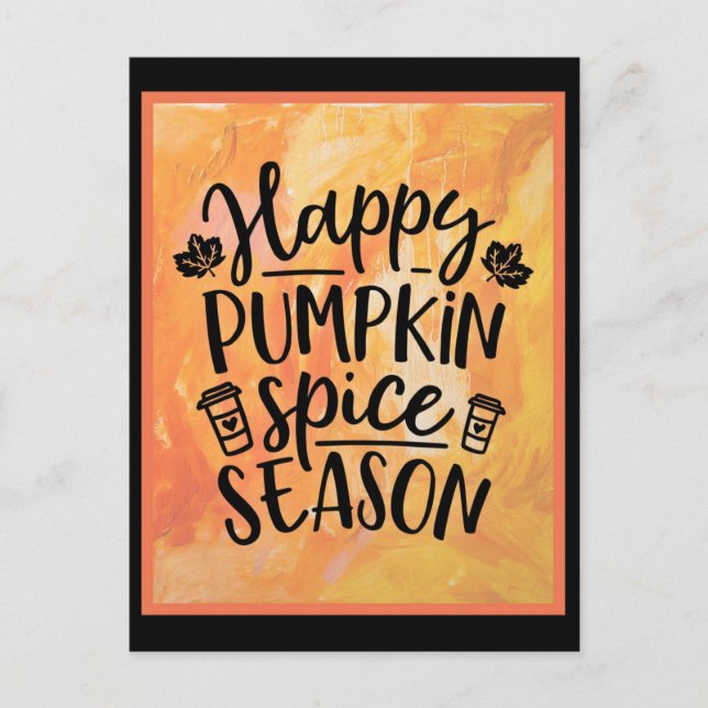 Cartão Postal Feliz Pumpkin Spice Season Fall (Frente)
