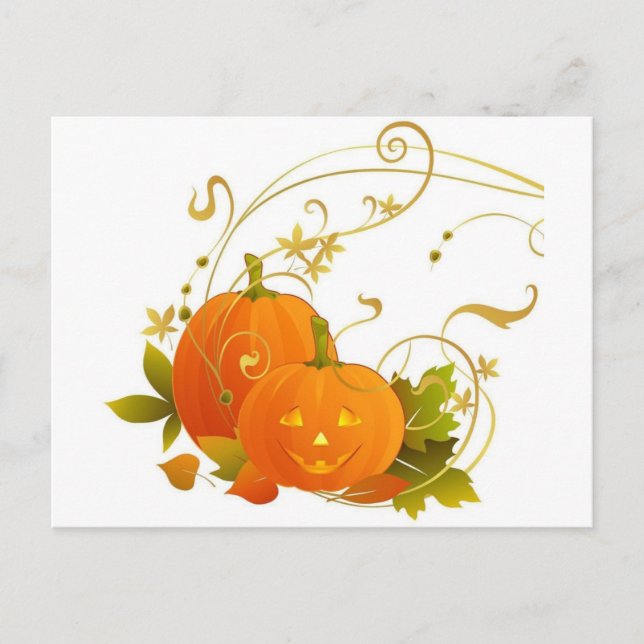 Cartão Postal Feliz Pumpkins (Frente)