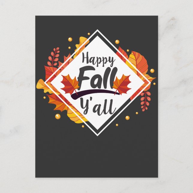 Cartão Postal Feliz Queda Yall Season Autumn Leds (Frente)