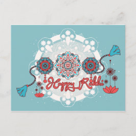 Cartão Postal Feliz Rakhi, Raksha Bandhan, azul empoeirado