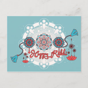 Cartão Postal Feliz Rakhi, Raksha Bandhan, azul empoeirado