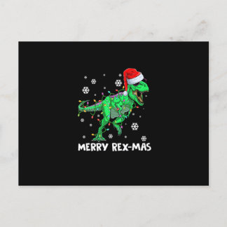 Cartão Postal Feliz Rexmas Papais noeis Engraçados Dinossauro Na