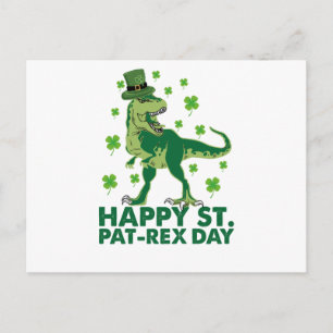 Cartão Postal Feliz Rua no T-Rex Saint Patrick Dinossaur