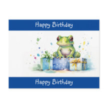 Feliz sapo Verde de Aniversário com presentes empa