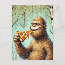 Feliz Sasquatch Engraçado e Pizza