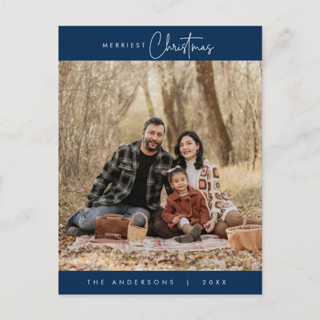 Cartão Postal Feliz Saudação Foto da Família de Natal Mais Feliz (Frente)