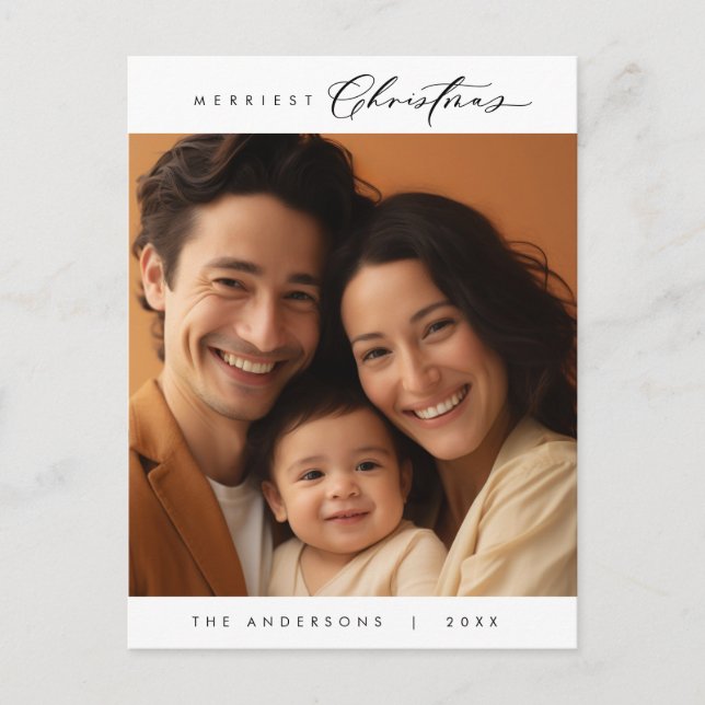 Cartão Postal Feliz Saudação Foto da Família de Natal Mais Feliz (Frente)