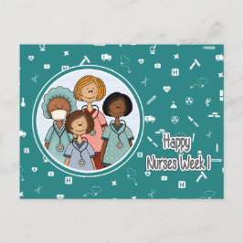 Cartão Postal Feliz Semana das Enfermeiras. Grupo de Enfermeiros