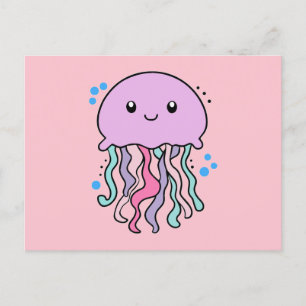 Cartão Postal Feliz sorriso de água-viva bebê com bolhas.