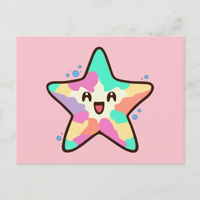 Cartão Postal Feliz sorriso de estrelas de bebê com bolhas. (Frente)
