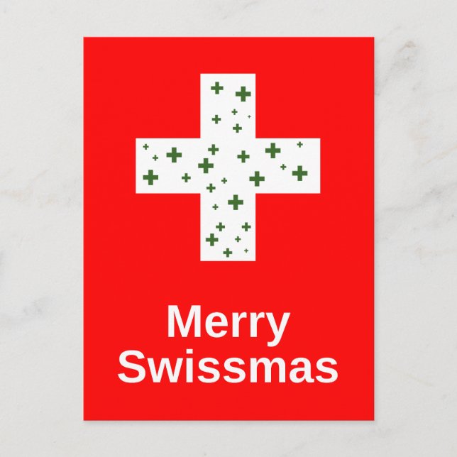Cartão Postal Feliz Swissmas! Feliz Natal suíço e Natal (Frente)