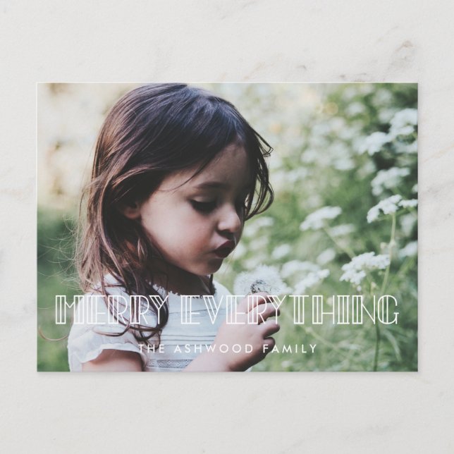 Cartão Postal Feliz tudo Foto de Natal do Art deco (Frente)