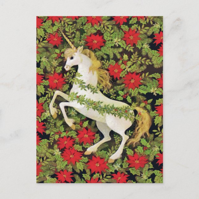 Cartão Postal Feliz Unicórnio de Natal (Frente)