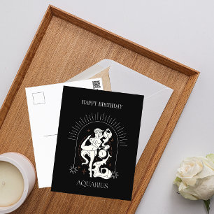 Cartão Postal FelizAniversário Zodíaco Aquário Místico