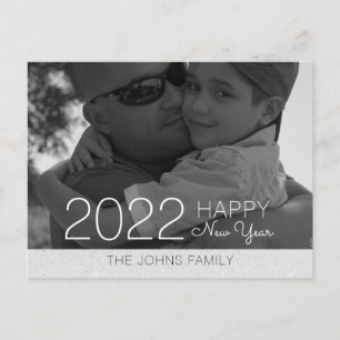 Cartão Postal Felizes anos novos - Foto de prata com brilho