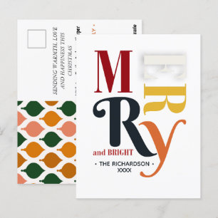 Cartão Postal Felizes coloridas e Natais vintages brilhantes