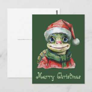 Cartão Postal Felizes Favoritos de Natal Animal - Tartaruga 2