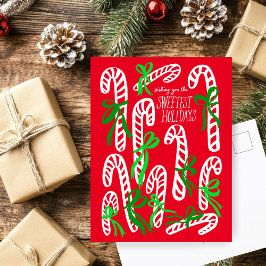 Cartão Postal Felizes Feriados Candycanes Bom Natal