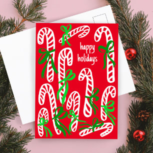 Cartão Postal Felizes Feriados Candycanes Bom Natal