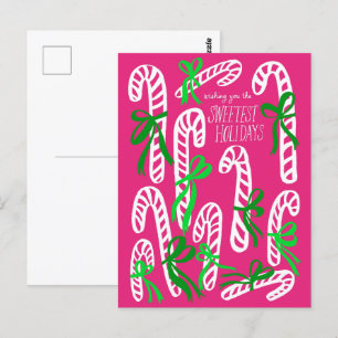 Cartão Postal Felizes Feriados Candycanes Fresco Feliz Natal Ros