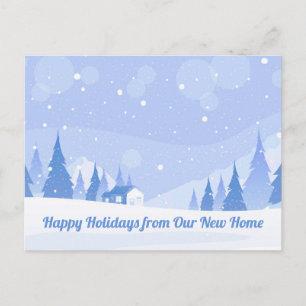 Cartão Postal Felizes Feriados Nova Mudança de Morada Inverno