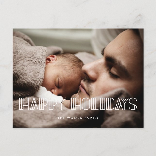 Cartão Postal Felizes Feriados Retro art deco (Frente)