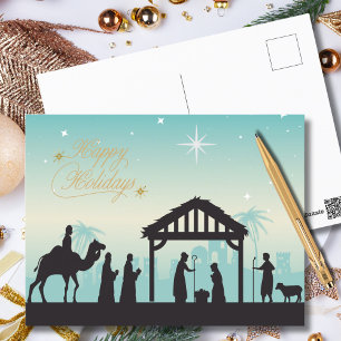 Cartão Postal Felizes Festas Cena do Presépio da Natividade