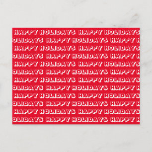 Cartão Postal "Felizes Festas" vermelho branco