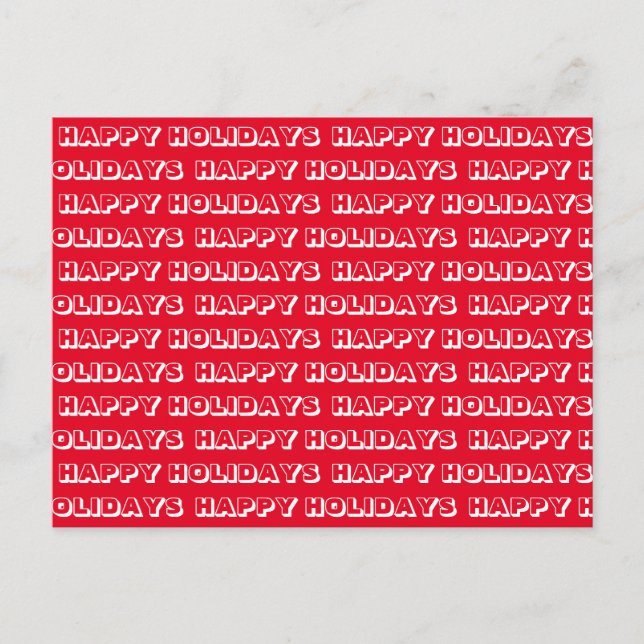 Cartão Postal "Felizes Festas" vermelho branco (Frente)