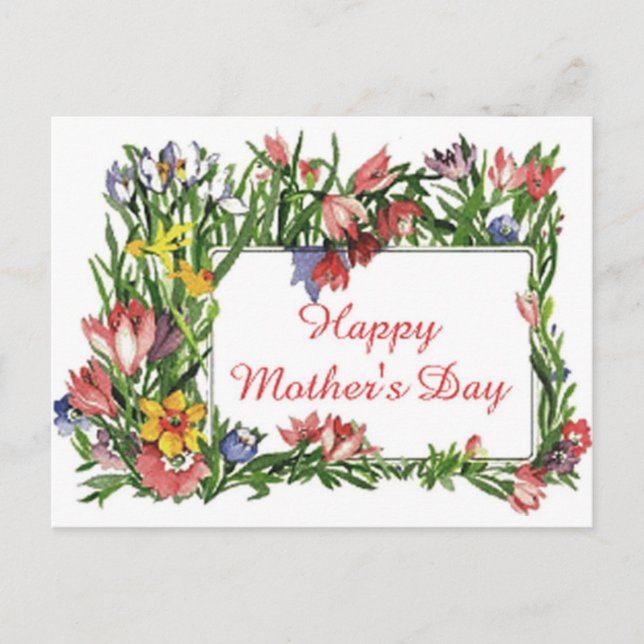 Cartão Postal Felizes Flores de Dia de as mães (Frente)