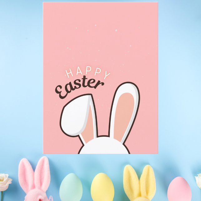Cartão Postal Felz pascoa Bunny Ears Rosa (Criador carregado)