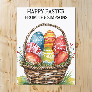 Cartão Postal Felz pascoa Com Pintor Por Aquarelas - Família De 