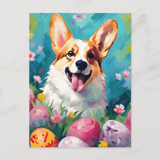 Cartão Postal Felz pascoa Corgi (Frente)