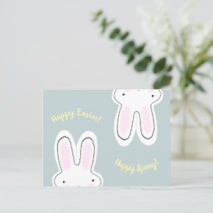 Cartão Postal Felz pascoa Feliz, Primavera engraçado, coelhinho