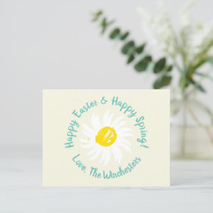 Cartão Postal felz pascoa feliz script personalizado daisy fofo