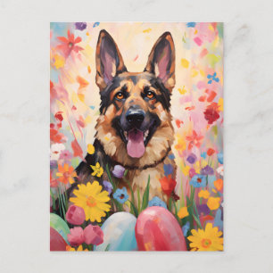 Cartão Postal Felz pascoa german shepherd