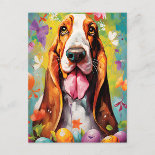 Cartão Postal Felz pascoa Hound Basset
