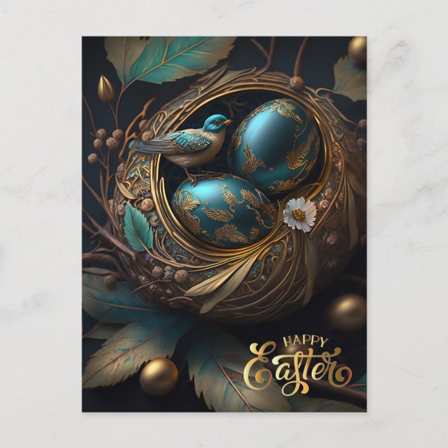 Cartão Postal Felz pascoa. Ovos de Páscoa mágicos (Frente)