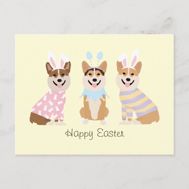 Cartão Postal Felz pascoa Pembroke Welsh Corgi (Frente)