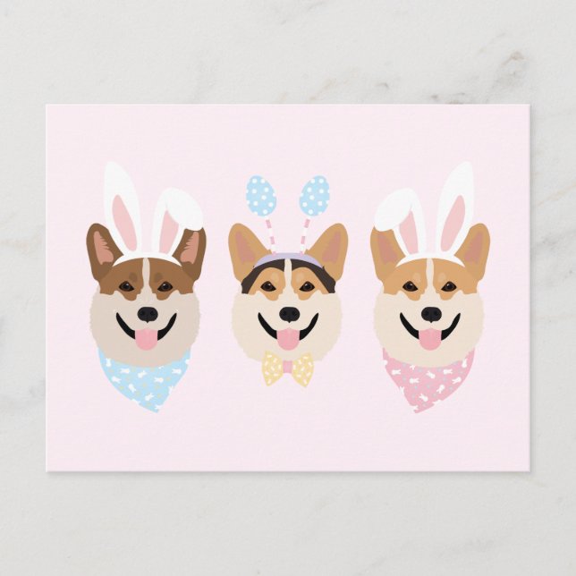 Cartão Postal Felz pascoa Pembroke Welsh Corgi (Frente)