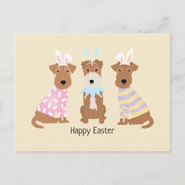 Cartão Postal Felz pascoa Welsh Terrier Dogs (Frente)