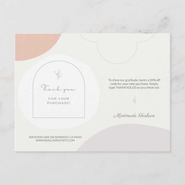 Cartão Postal Feminina Personalizada Obrigado pelo seu negócio (Frente)