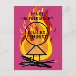 Cartão Postal Feminista Flamejante Esmaga o Patriarcado 15